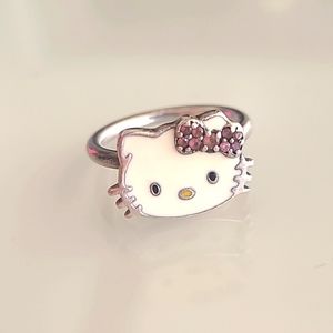 Authentic Sterling Silver Pink Tourmaline  Hello Kitty Ring